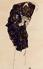 Egon Schiele Man Bencind Down Deeply painting